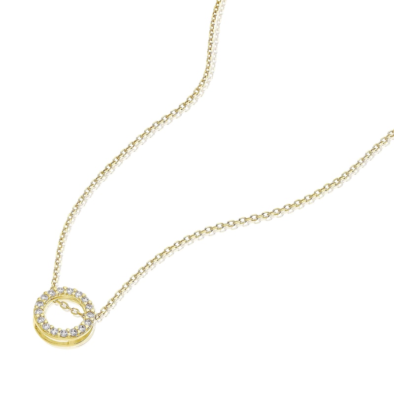 Main Image 2 of 9ct Yellow Gold Cubic Zirconia Circle Halo Pendant