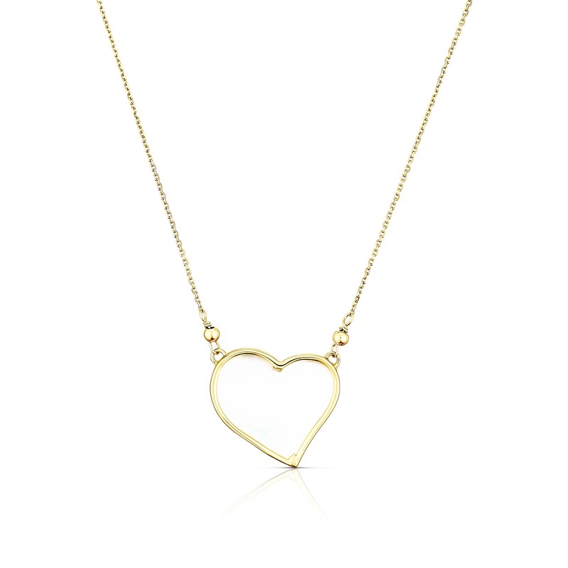 9ct Yellow Gold Mother Of Pearl Heart Beaded Necklace