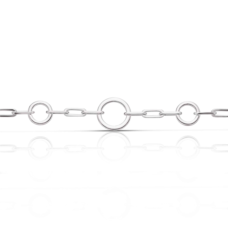 Sterling Silver Circle Paper Link Bracelet