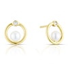 Thumbnail Image 0 of 9ct Yellow Gold Pearl & Cubic Zirconia Circle Stud Earrings