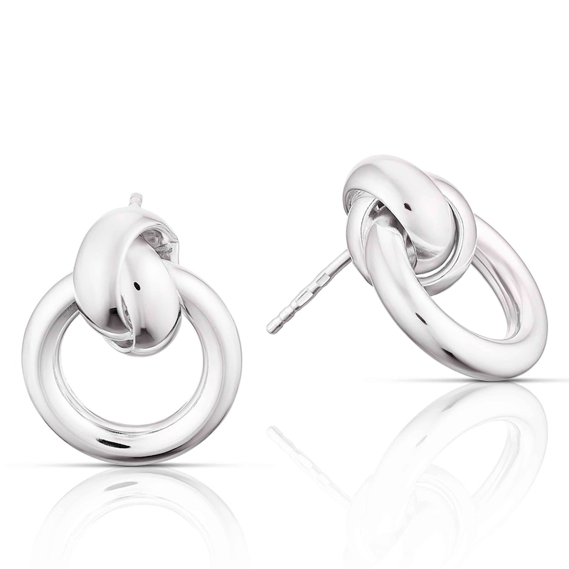 Sterling Silver Knot Circle Stud Earrings | H.Samuel