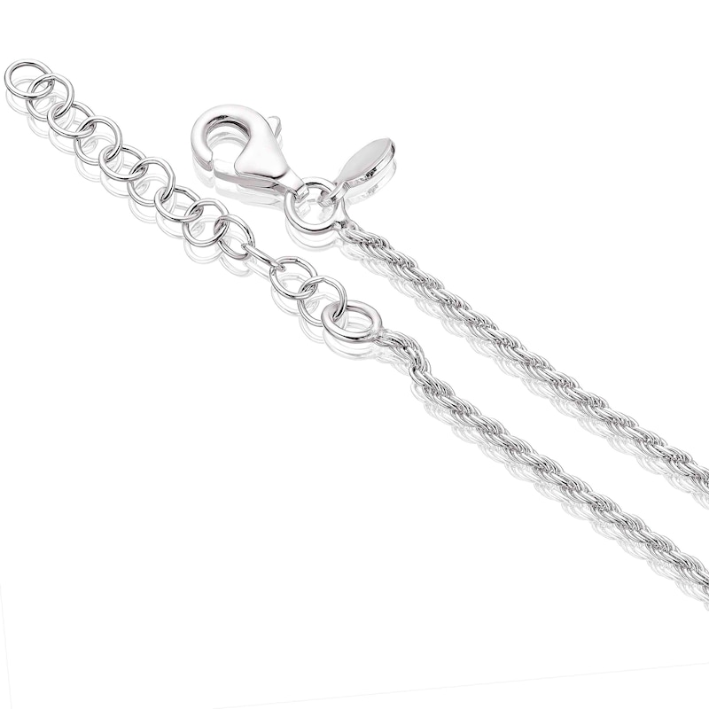 Sterling Silver Cubic Zirconia Oval Link Rope Bracelet