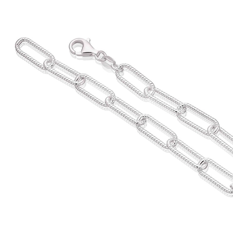 Sterling Silver Textured Paper Link Chain Bracelet