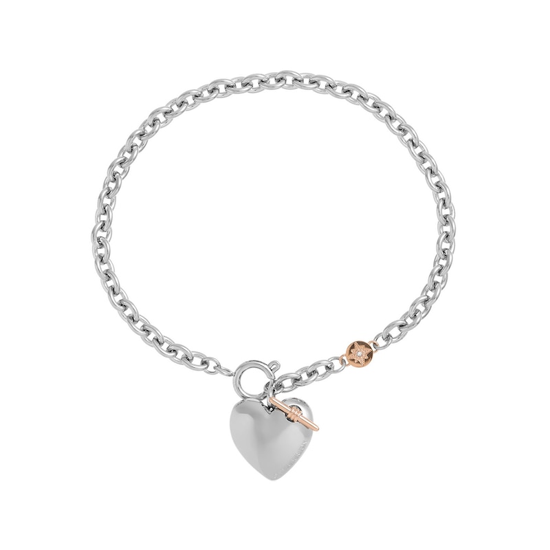 Olivia Burton Stainless Steel Link Heart Charm Bracelet
