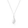 Thumbnail Image 1 of Sterling Silver 0.10ct Diamond Leaf Drop Pendant