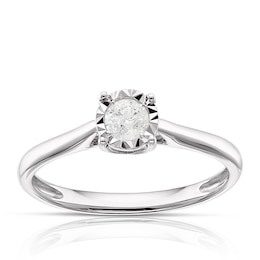 9ct White Gold 0.20ct Diamond Illusion Set Solitaire Ring