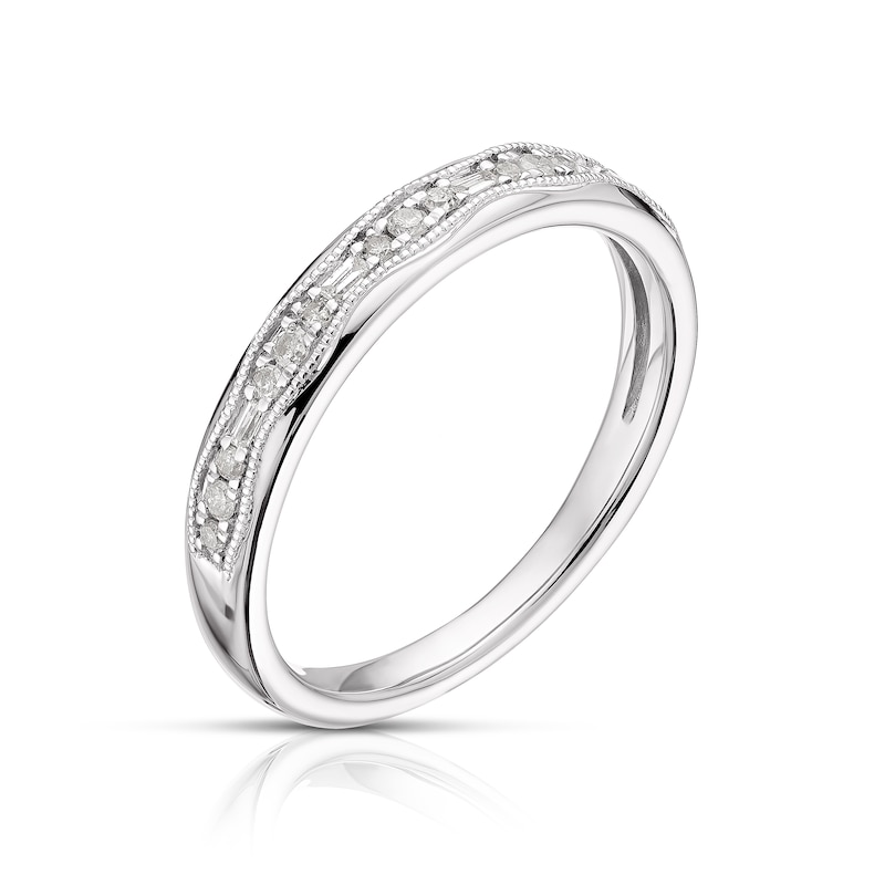 Sterling Silver 0.12ct Diamond Wave Half Eternity Ring