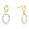 Thumbnail Image 1 of Sterling Silver & 18ct Gold Plated Vermeil 0.10ct Diamond Oval Drop Earrings