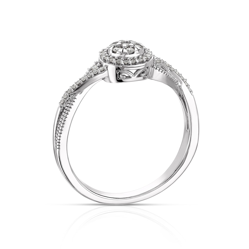 Sterling Silver 0.15ct Diamond Round Cluster Ring