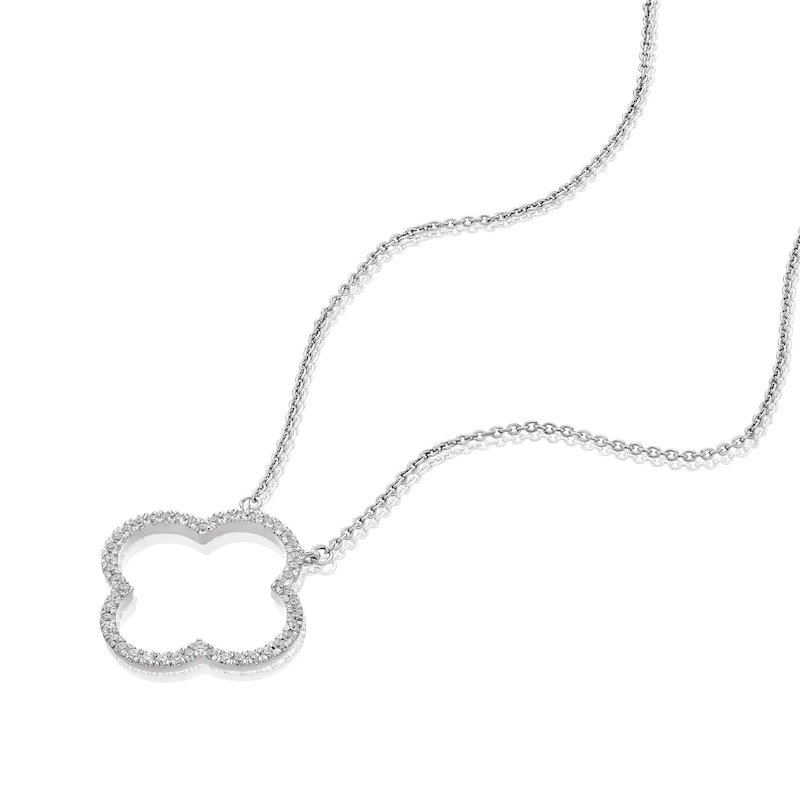 Sterling Silver 0.15ct Diamond Clover Necklace