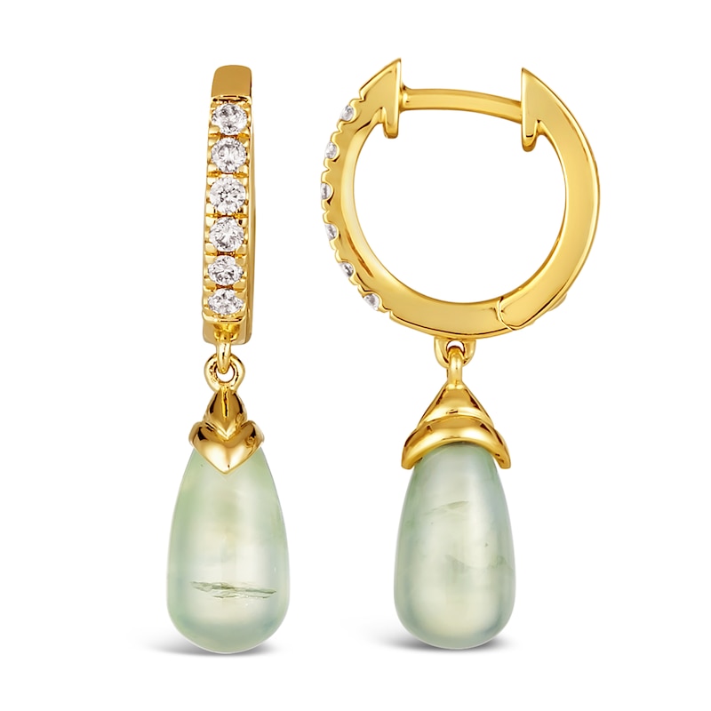 Le Vian 14ct Yellow Gold Prehnite 0.18ct Diamond Earrings