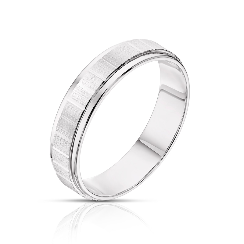 Sterling Silver 5mm Textured Wedding Band