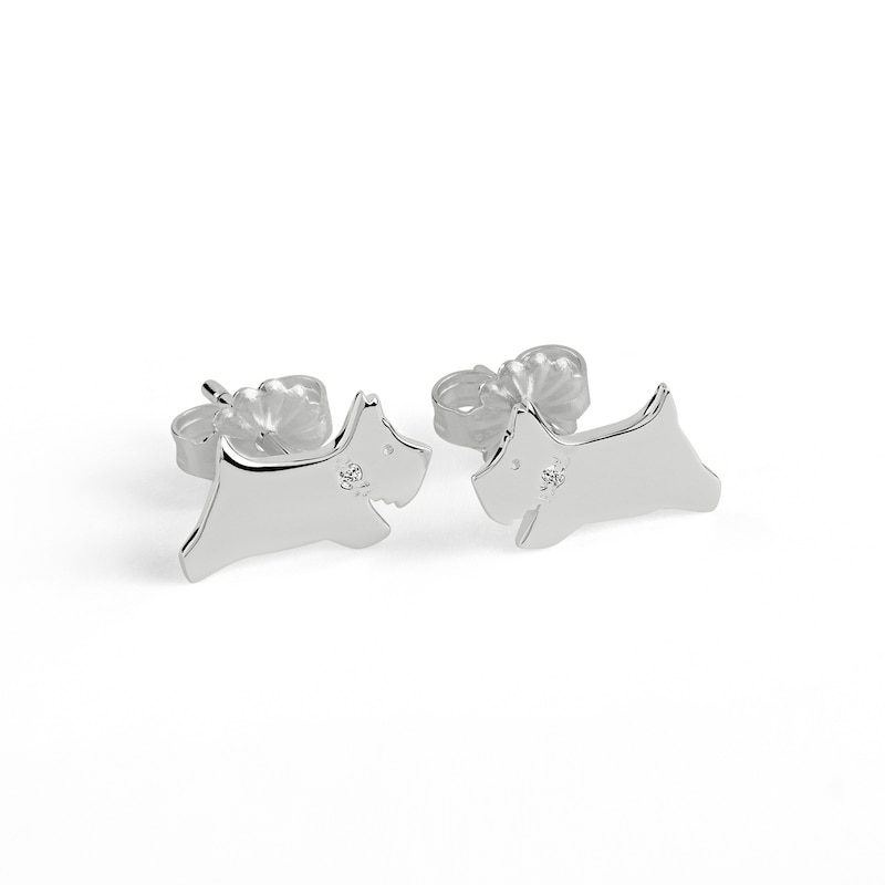Radley Ladies Sterling Silver Diamond Jumping Dog Earrings
