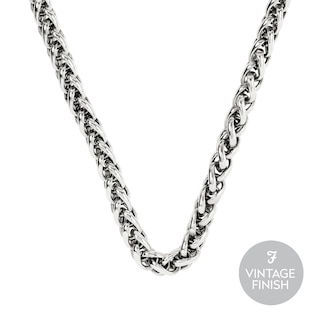 Farah Men's Polished Stainless Steel Curb Chain Necklace | H.Samuel