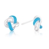 Thumbnail Image 1 of Sterling Silver Blue Enamel Knot Stud Earrings