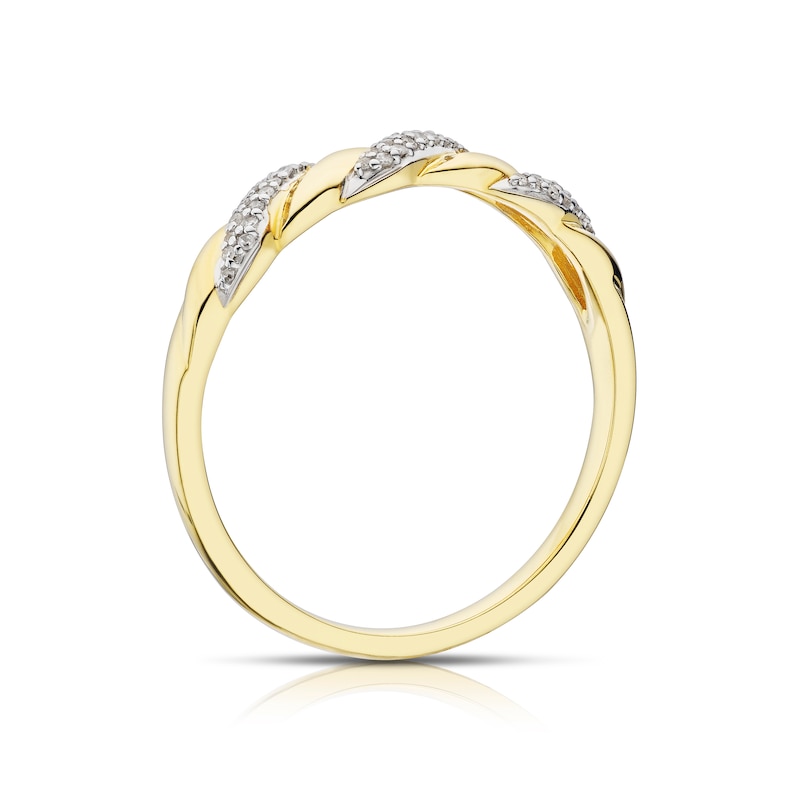 9ct Yellow Gold 0.06ct Diamond Twist Eternity Ring