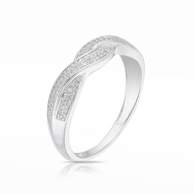 Main Image 2 of 9ct White Gold 0.13ct Diamond Woven Half Eternity Ring