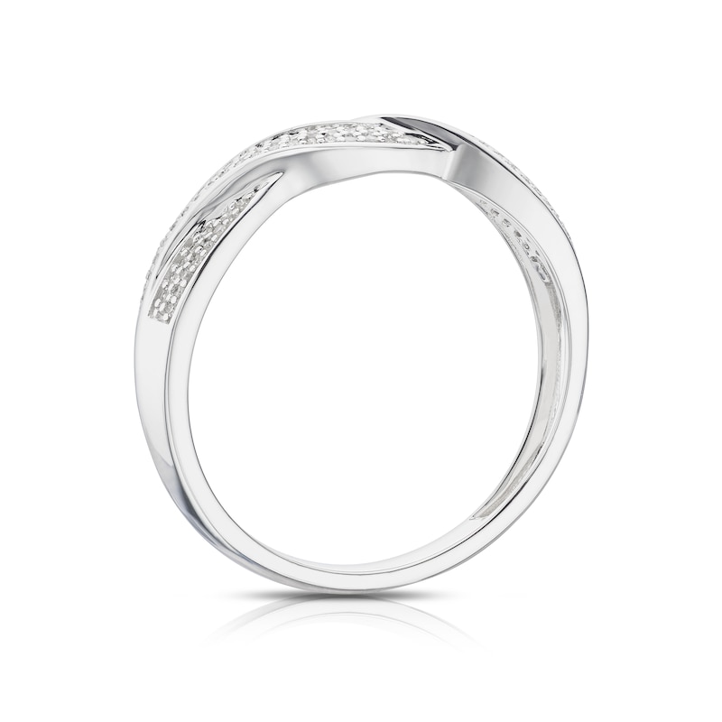 Main Image 3 of 9ct White Gold 0.13ct Diamond Woven Half Eternity Ring