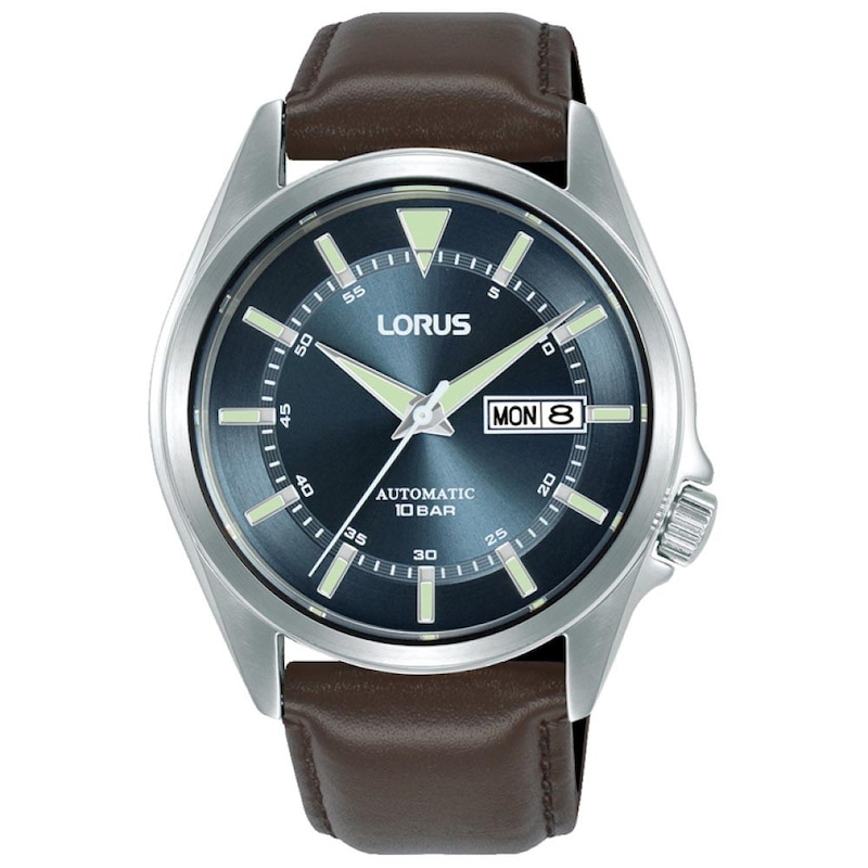 Lorus Automatic Mens Brown Leather Strap Watch