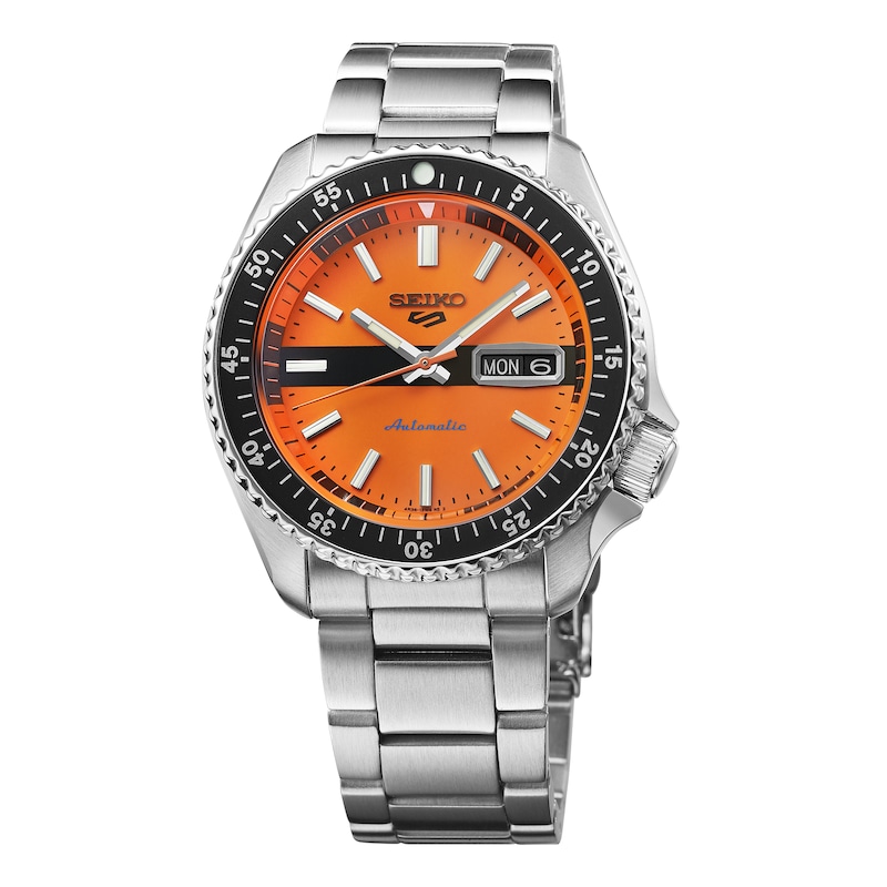 Seiko 5 Sports Men's Orange Dial Stainless Steel Bracelet Watch