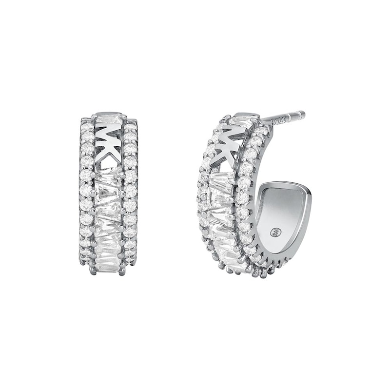 Michael Kors Brilliance Silver Cubic Zirconia Hoop Earrings