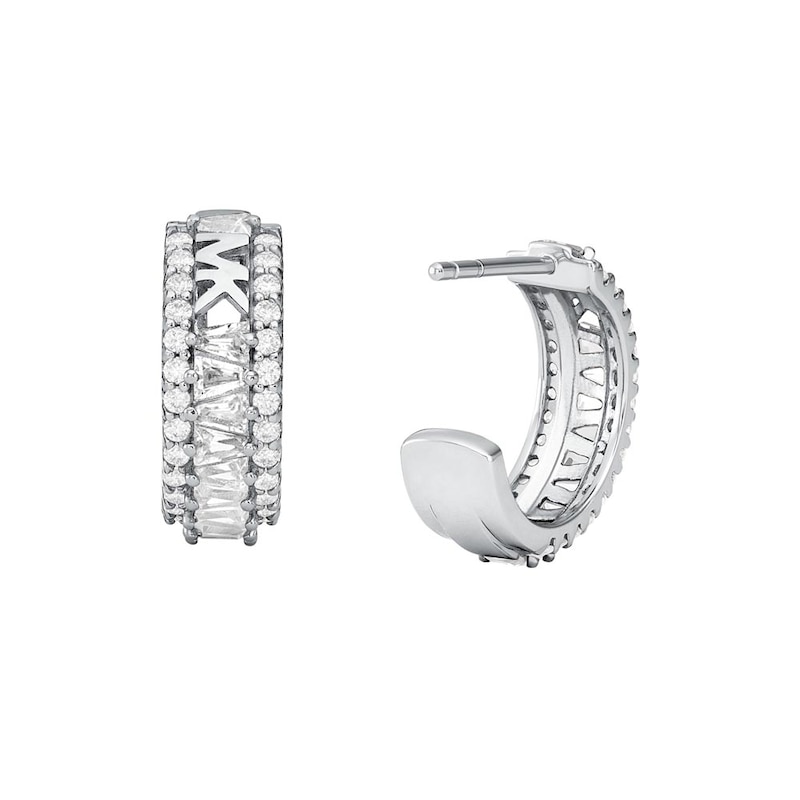 Michael Kors Brilliance Silver Cubic Zirconia Hoop Earrings