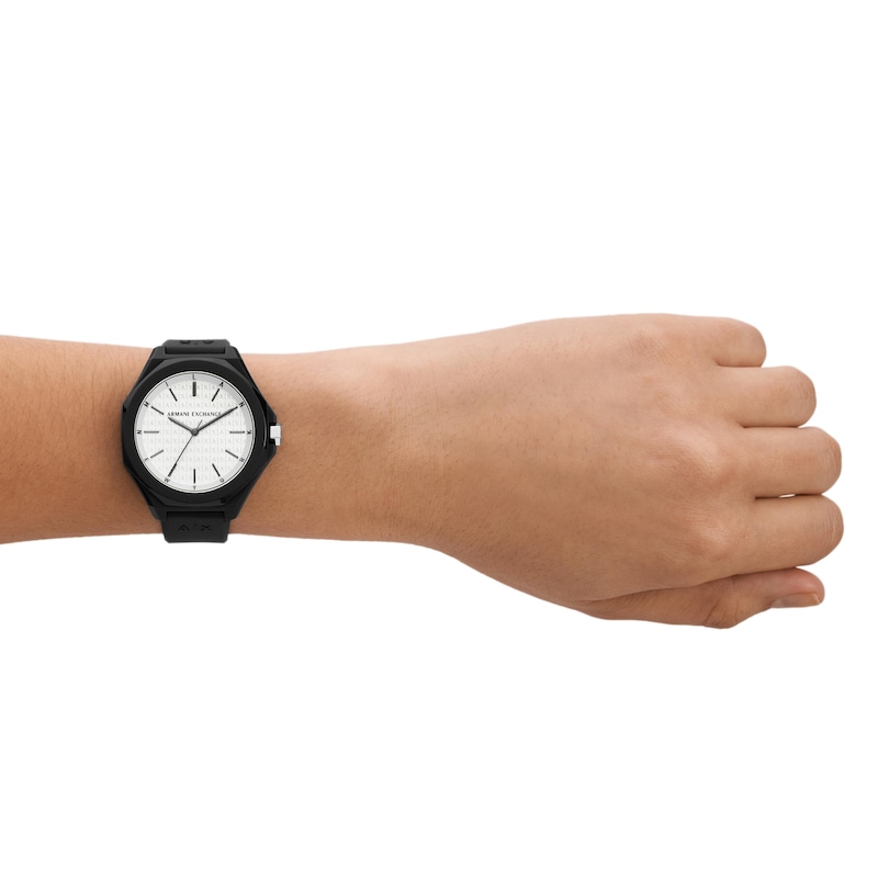 Armani Exchange Men's Black Silicone Strap Watch
