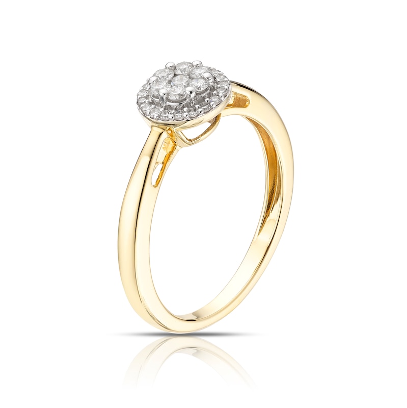 Main Image 2 of 9ct Yellow Gold 0.25ct Total Diamond Round Cluster Ring