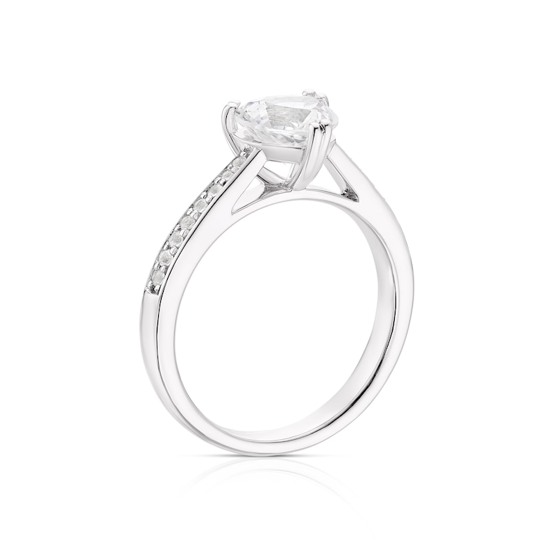 Sterling Silver Created White Sapphire Heart Shape Ring