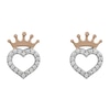 Thumbnail Image 1 of Disney Sterling Silver & 18ct Gold Plated Cubic Zirconia Crown Heart Stud Earrings