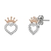 Thumbnail Image 2 of Disney Sterling Silver & 18ct Gold Plated Cubic Zirconia Crown Heart Stud Earrings