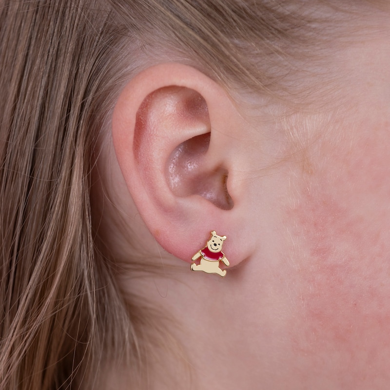 Disney Gold Plated Silver Winnie The Pooh Stud Earrings
