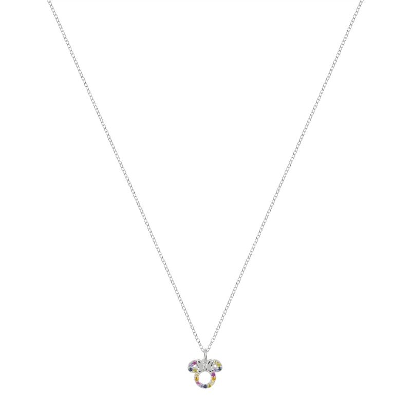 Main Image 1 of Disney Sterling Silver Multicoloured Cubic Zirconia Minnie Mouse Pendant