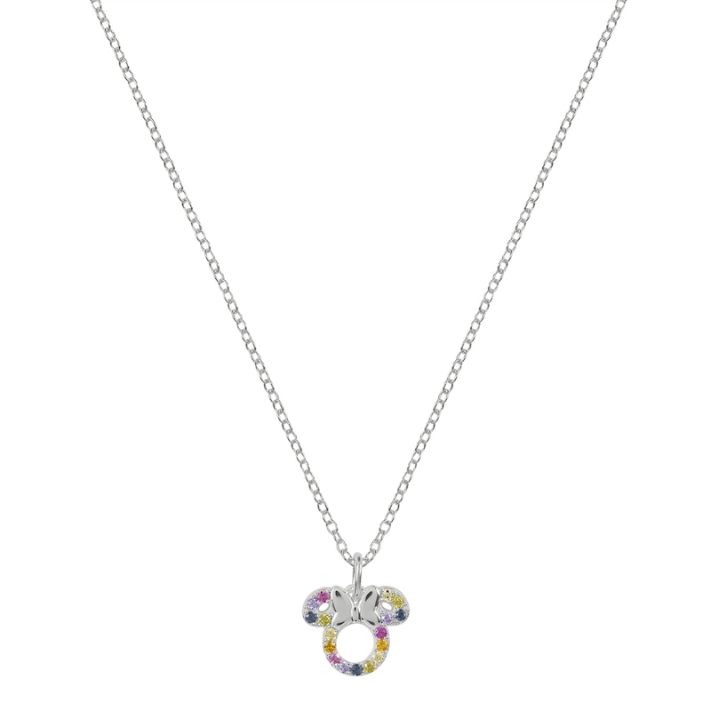 Main Image 2 of Disney Sterling Silver Multicoloured Cubic Zirconia Minnie Mouse Pendant