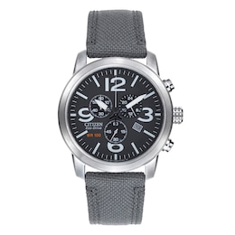 Citizen Men's Eco Drive Black Dial Grey Nylon Strap Watch