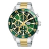 Thumbnail Image 1 of Lorus Men's 45mm Green Dial Chronograph Two Tone Bracelet Watch