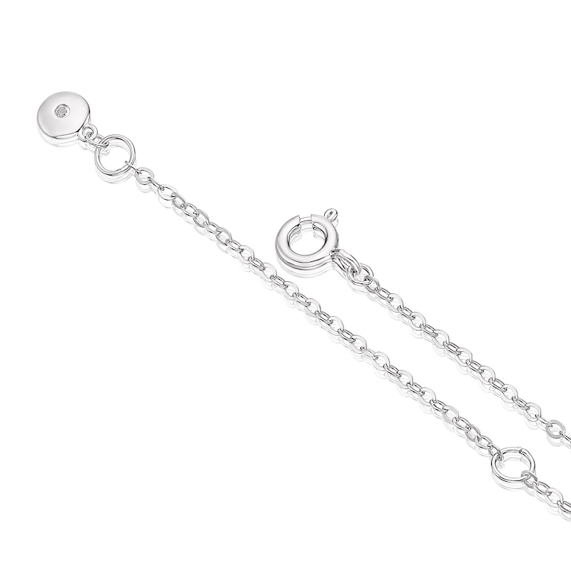 Sterling Silver Cubic Zirconia Station Drop Pendant Necklace