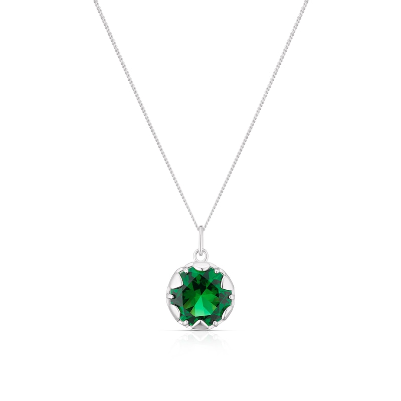 Main Image 1 of Green Heart Chakra Sterling Silver Pendant Necklace