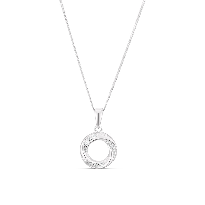 Sterling Silver Cubic Zirconia Open Twist Circle Pendant Necklace | H ...