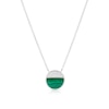 Thumbnail Image 0 of Sterling Silver Half Cubic Zirconia & Malachite Circle Pendant Necklace
