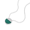 Thumbnail Image 1 of Sterling Silver Half Cubic Zirconia & Malachite Circle Pendant Necklace