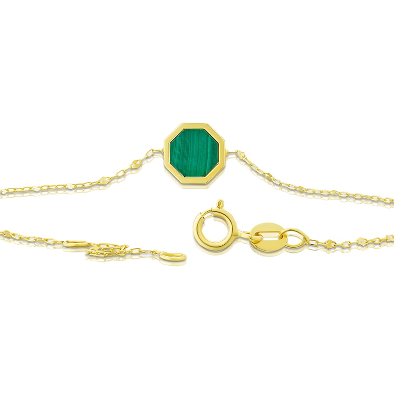 Main Image 3 of 9ct Yellow Gold Octagonal Malachite Pendant Bracelet