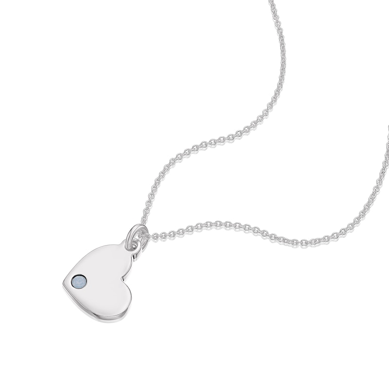 Children's Sterling Silver June Clear Crystal Heart Pendant Necklace