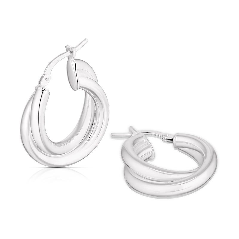 Main Image 1 of Sterling Silver Double 2.7mm Hoop Earrings