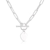 Thumbnail Image 0 of Sterling Silver Flat Shiny Heart T-Bar Pendant Paper link Chain Necklace