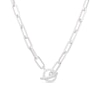 Thumbnail Image 0 of Sterling Silver Cubic Zirconia T-Bar Paper link Chain Necklace