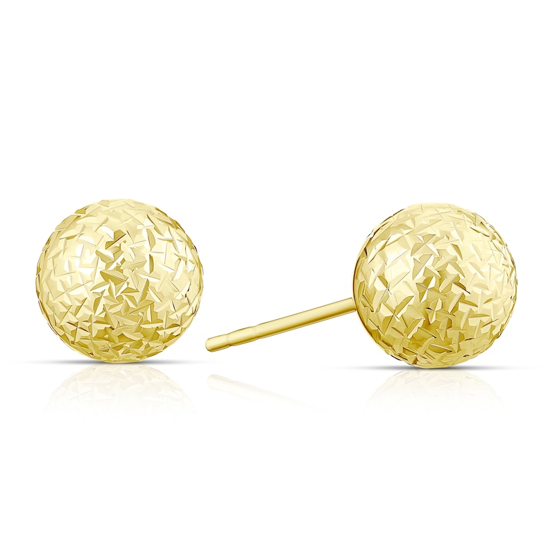 Main Image 1 of 9ct Yellow Gold Diamond Cut 8mm Ball Stud Earrings