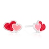 Thumbnail Image 0 of Children's Sterling Silver Pink Enamel Double Heart Stud Earrings