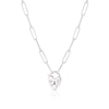 Thumbnail Image 0 of Sterling Silver Heart Padlock Pendant Paper link Chain Necklace