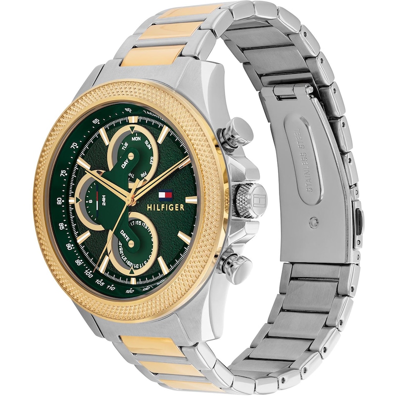 Main Image 2 of Tommy Hilfiger Men's Green Dial Two Tone Bracelet Watch